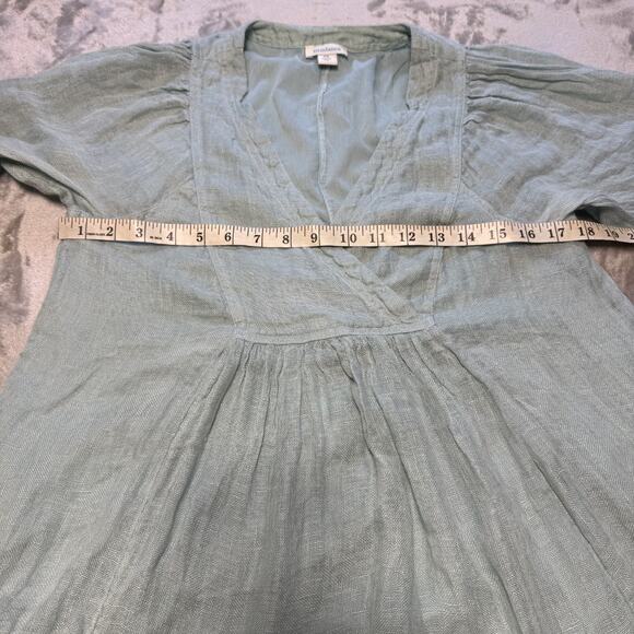 Sundance 100% Linen Midi Dress Green Size PS Lined Cottagecore Lagenlook Resort - Picture 4 of 8